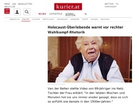 Bild zum Artikel: Holocaust-Überlebende warnt vor rechter Wahlkampf-Rhetorik
