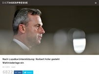 Bild zum Artikel: Nach Lopatka-Unterstützung: Norbert Hofer gesteht Wahlniederlage ein