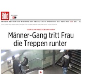 Bild zum Artikel: Schock-Video - Männer-Gang tritt Frau die Treppen runter 