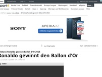 Bild zum Artikel: Ronaldo gewinnt Ballon d'Or