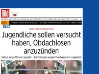 Bild zum Artikel: Polizei fahndet mit Fotos - Jugendliche versuchten, Obdachlosen anzuzünden 