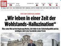 Bild zum Artikel: FDP-Chef Christian Lindner - „Wir leben in einer Zeit der Wohlstands-Halluzination“