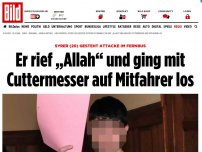 Bild zum Artikel: Syrer (20) gesteht - Er rief „Allah“, ging mit Messer auf Mitfahrer los