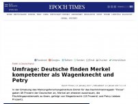 Bild zum Artikel: Umfrage: Deutsche finden Merkel kompetenter als Wagenknecht und Petry