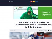 Bild zum Artikel: Mit fünf (!) Schubkarren bei der Behörde: Mann zahlt Steuerschulden in 1-Cent-Münzen