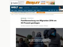 Bild zum Artikel: Einwanderung: Familiennachzug von Migranten 2016 um 50 Prozent gestiegen