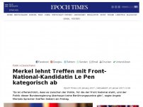 Bild zum Artikel: Merkel lehnt Treffen mit Front-National-Kandidatin Le Pen kategorisch ab