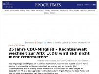 Bild zum Artikel: 25 Jahre CDU-Mitglied – Rechtsanwalt wechselt zur AfD: „CDU wird sich nicht mehr reformieren“