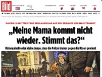 Bild zum Artikel: Mutter starb bei Anschlag - „Meine Mama kommt nicht wieder. Stimmt das?“