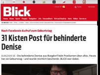 Bild zum Artikel: Nach Facebook-Aufruf zum Geburtstag: 31 Kisten Post für behinderte Denise