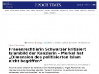 Bild zum Artikel: Frauenrechtlerin Schwarzer kritisiert Islambild der Kanzlerin – Merkel hat „Dimension des politisierten Islam nicht begriffen“