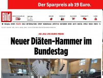 Bild zum Artikel: Ab Juli 215 Euro mehr - Neuer Diäten-Hammer im Bundestag
