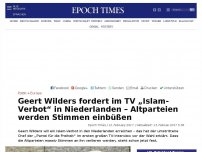 Bild zum Artikel: Geert Wilders fordert im TV „Islam-Verbot“ in Niederlanden – Altparteien werden Stimmen einbüßen