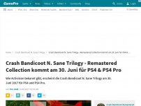 Bild zum Artikel: News: Crash Bandicoot N. Sane Trilogy - Remastered Collection kommt am 30. Juni für PS4 & PS4 Pro