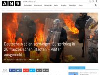 Bild zum Artikel: Deutsche Medien schweigen: Bürgerkrieg in 20 französischen Städten – Militär ausgerückt