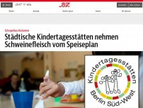 Bild zum Artikel: Städtische Kindertagesstätten nehmen Schweinefleisch vom Speiseplan