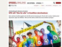 Bild zum Artikel: Gleichstellung für Schwule und Lesben: SPD will 'Ehe für alle' in Koalition durchsetzen