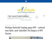 Bild zum Artikel: Wichtige Nachricht! Impfung gegen HPV – weltweit neue Opfer, auch Todesfälle! The Dangers of HPV Vaccine