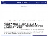 Bild zum Artikel: Geert Wilders wendet sich an die Türken (Video): Ihr werdet niemals zu Europa gehören