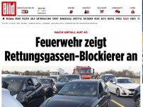 Bild zum Artikel: Nach Unfall auf A5 - Feuerwehr zeigt Rettungsgassen-Blockierer an