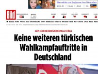 Bild zum Artikel: AKP-Koordinierungsstelle Köln - Keine weiteren türkischen Wahlkampfauftritte in Deutschland