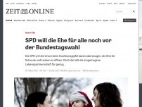 Bild zum Artikel: Homo-Ehe: SPD will die Ehe für alle noch vor der Bundestagswahl