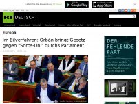 Bild zum Artikel: Im Eilverfahren: Orbán bringt Gesetz gegen 'Soros-Uni' durchs Parlament