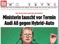 Bild zum Artikel: Öko-Panne bei den Grünen? - Minsterin tauscht vor Termin Audi A8 gegen Hybrid-Auto