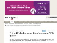 Bild zum Artikel: Petry: Höcke hat unter Pseudonym die NPD gelobt