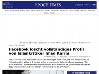 Bild zum Artikel: Facebook löscht vollständiges Profil von Islamkritiker Imad Karim