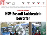 Bild zum Artikel: Nordderby in Bremen - HSV-Bus mit Farbbeuteln beworfen