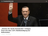 Bild zum Artikel: „Zeichen für starke Demokratie“: Erdogan freut sich über 116% Wahlbeteiligung bei Referendum