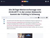 Bild zum Artikel: Die 30-Tage-Wettervorhersage vom 23.04.2017