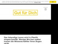 Bild zum Artikel: Das lebendige Lamm wird in Plastik eingeschweißt. Wenige Wochen später trauen die Wissenschaftler ihren Augen nicht.