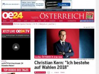 Bild zum Artikel: Christian Kern: 'Ich bestehe auf Wahlen 2018'