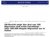 Bild zum Artikel: UN-Bericht zeigt: Nur drei von 100 Migranten sind echte Flüchtlinge – Über 400.000 illegale Migranten nur in Italien
