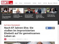 Bild zum Artikel: Auf dem Sterbebett: Nach 67 Jahren Ehe – Sie stoßen im improvisierten Ehebett auf ihr gemeinsames Leben an