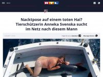 Bild zum Artikel: Nacktpose auf einem toten Hai? Tierschützerin Anneka Svenska sucht im Netz nach diesem Mann