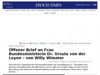 Bild zum Artikel: Offener Brief an Frau Bundesministerin Dr. Ursula von der Leyen – von Willy Wimmer
