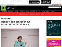 Bild zum Artikel: Merkel wieder ganz oben auf deutscher Beliebtheitsskala