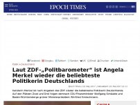 Bild zum Artikel: Laut ZDF-„Politbarometer“ ist Angela Merkel wieder die beliebteste Politikerin Deutschlands