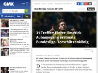 Bild zum Artikel: 31 Treffer: Pierre-Emerick Aubameyang erstmals Bundesliga-Torschützenkönig