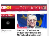 Bild zum Artikel: Juncker: '2060 werden weniger als 5 Prozent der Menschen Europäer sein'