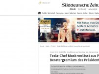 Bild zum Artikel: Tesla-Chef Musk verlässt aus Protest Beratergremium des Präsidenten