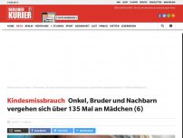 Bild zum Artikel: Kindesmissbrauch: Onkel, Bruder und Nachbarn vergehen sich über 135 Mal an Mädchen (6)