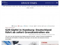 Bild zum Artikel: G20-Gipfel in Hamburg: Deutschland führt ab sofort Grenzkontrollen ein