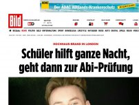 Bild zum Artikel: Hochhaus-Brand in London - Schüler hilft ganze Nacht, geht dann zur Abi-Prüfung