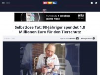 Bild zum Artikel: 98-Jähriger spendet 1,8 Millionen Euro für den Tierschutz