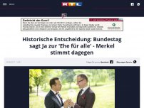 Bild zum Artikel: Historische Entscheidung: Bundestag sagt Ja zur 'Ehe für alle' - Merkel stimmt dagegen