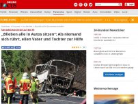 Bild zum Artikel: Schrecklicher Unfall auf der A9 - „Blieben alle in Autos sitzen“: Als niemand sich rührt, eilen Vater und Tochter zur Hilfe